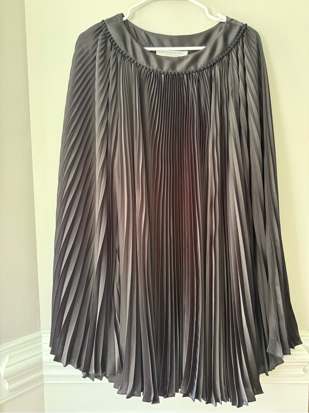 AEFFE Spa Philosophy by Lorenzo Serafini Black Pleated Cape Dress US6